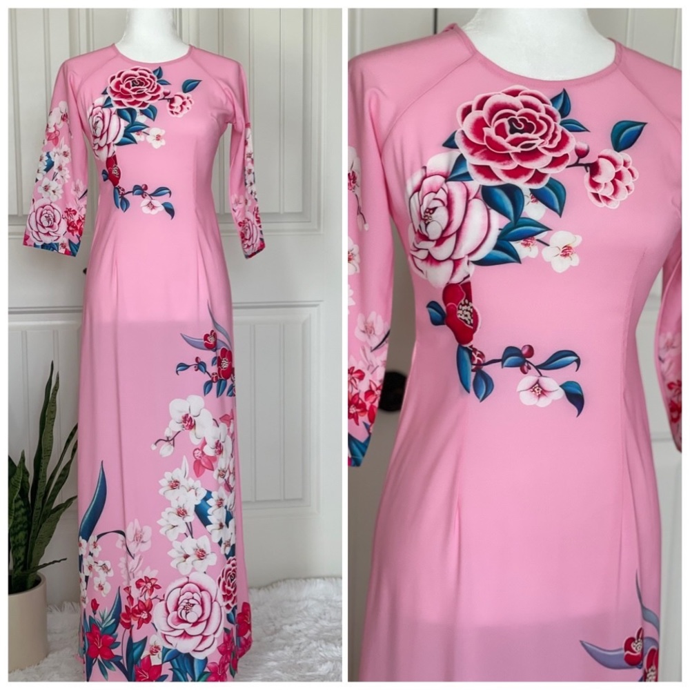 Vietnamese Traditional Dress - Áo Dài Lụa Nhật in 3D: Size S & M